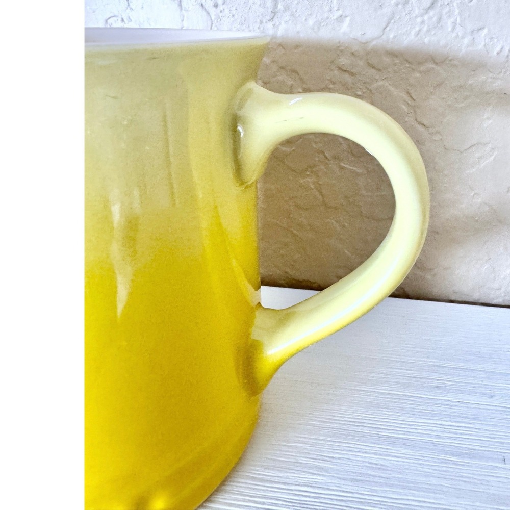 Le Creuset Yellow Ombre Stoneware Coffee Mug 12oz Triple Ring Ceramic Cup - Picture 3 of 10